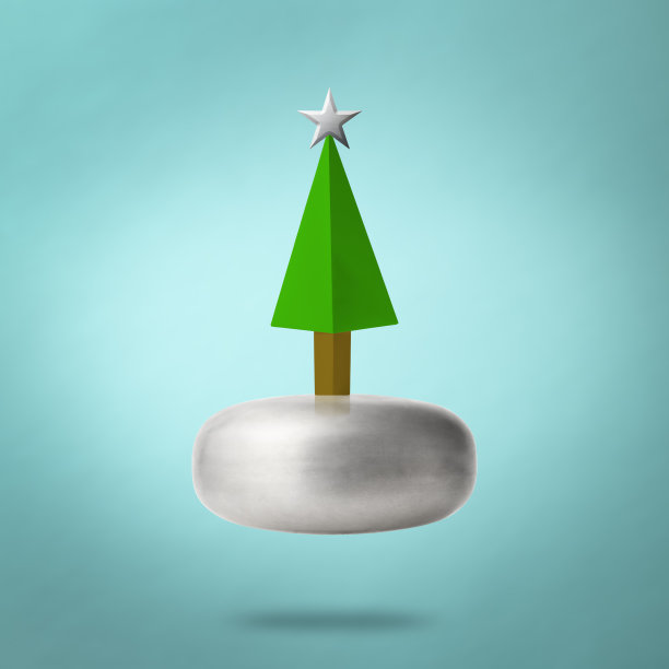 圣诞树在一个椭圆形的铝在半空中图片下载