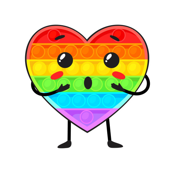 惊讶的流行。涂鸦情感人物心形，矢量插图图片下载