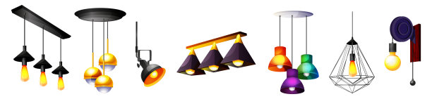 一组灯。时髦的收集在孤立的白色背景。图形矢量说明在EPS 10格式。图片下载