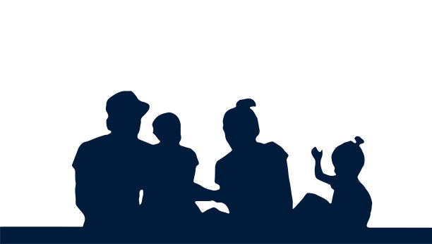 家庭户外娱乐，剪影图片下载