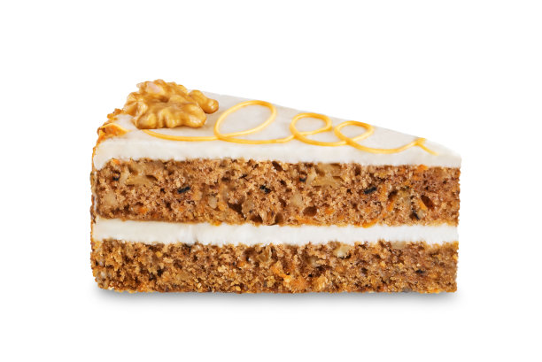 胡萝卜蛋糕奶油芝士填充在白色孤立的背景图片下载