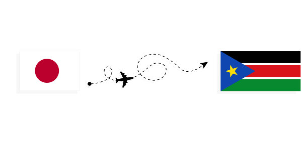 乘飞机从日本到南苏丹的旅行概念图片下载
