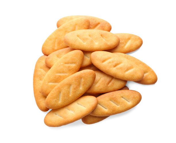 美味酥脆的饼干孤立在白色，俯视图图片下载