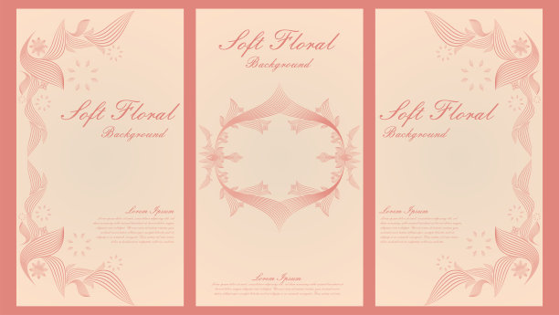 柔和的色彩线条花卉点缀社交媒体故事集合设计图片下载