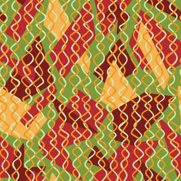 抽象无缝图案由简单的彩色几何多边形形状组成。Rabitz网格背景。平坦的现代设计。城市概念说明。纺织品，运动服，笔记本，壁纸。图片下载