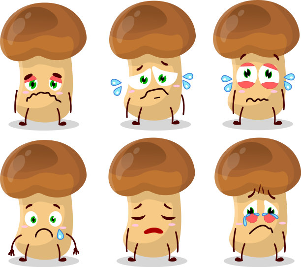 稻草蘑菇卡通人物带着悲伤图片下载