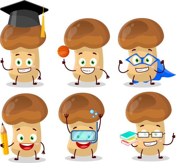 草蘑菇卡通学校学生图片下载