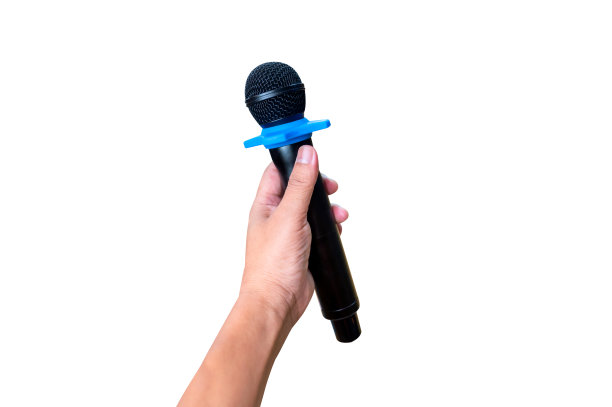 手持麦克风隔离在白色背景图片下载