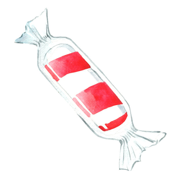 薄荷圣诞糖果水彩圣诞礼物。图片下载