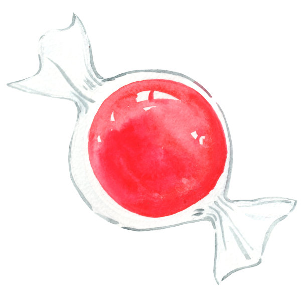 草莓圣诞糖果水彩画作为圣诞礼物。图片下载