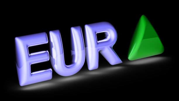 欧元指数在黑色背景下上涨。图片下载