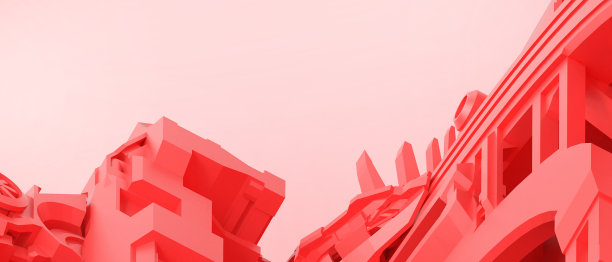 抽象的背景。技术概念和未来设计的几何形状数字在红色。最小的风格，复制空间，数字，横幅，网站-3d渲染图片下载