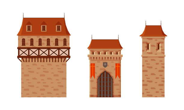 古代中世纪城堡或堡垒墙的元素图片下载