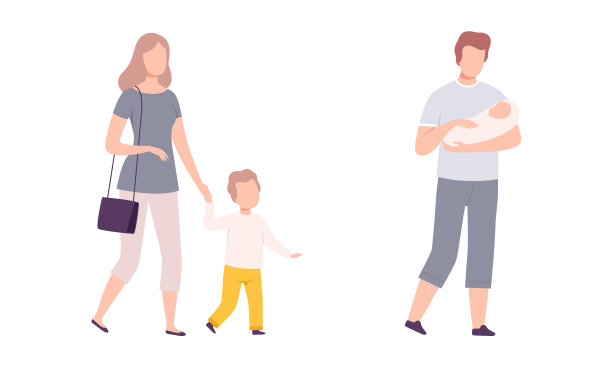 父母和他正在成长的儿子和女儿集图片下载