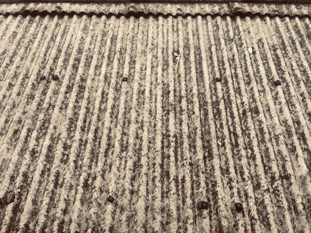 老式的灰色波纹石棉屋顶。图片下载