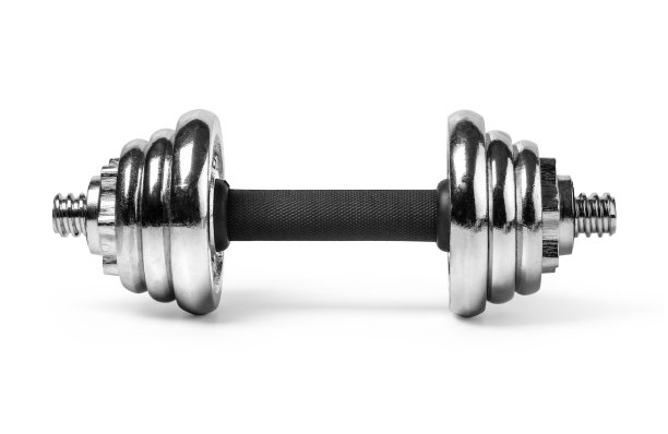 白色上方的金属哑铃图片下载