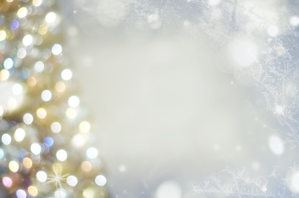 蓝色背景上模糊的明亮灯光图片下载