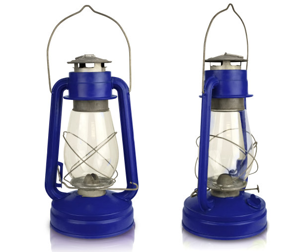 蓝色的旧灯。图片下载