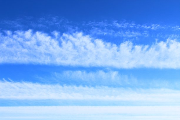 美丽的蓝天和白色的卷云。景观。全景。背景。图片下载
