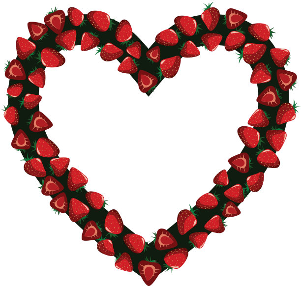 多汁的红色夏天性感的新鲜美味的草莓浪漫的情人节边界心框戒指插图。适合做海报，问候或名片。为文本提供空闲的空白复制空间图片下载