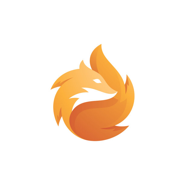 狐狸头和抽象毛皮尾巴吉祥物标志图片下载