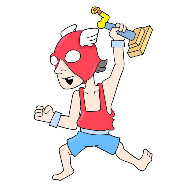 戴面具的综合格斗冠军，矢量插图艺术。涂鸦图标形象卡哇伊。图片下载