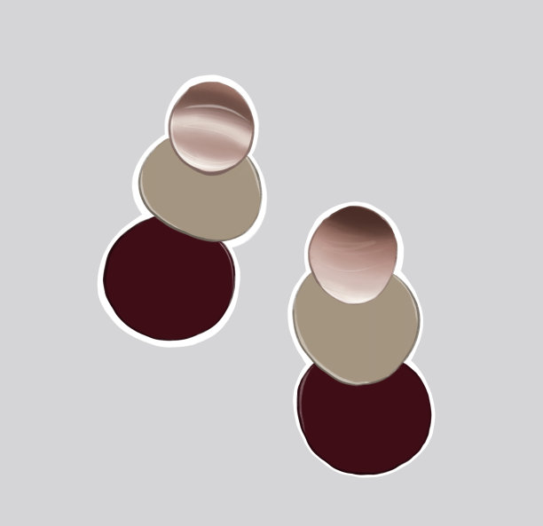 贴纸与一个白色的边缘与一个时尚的彩色耳环图片下载