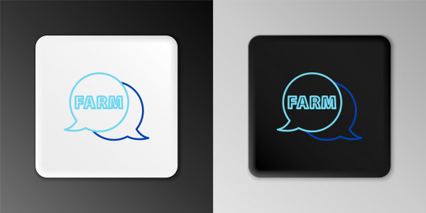 线语音气泡与文本农场图标孤立在灰色背景。色彩斑斓的轮廓的概念。向量图片下载