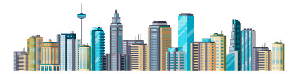 城市全景视图。高楼和摩天大楼的城市景观图片下载