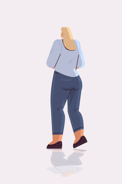 女商人背对相机，背影优雅的女商人摆出女性卡通形象图片下载