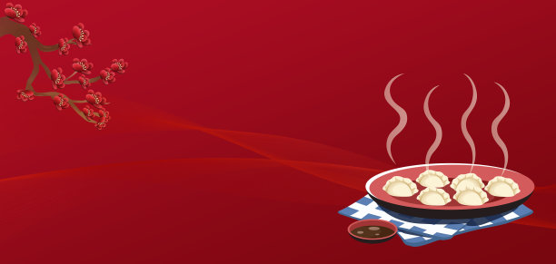 红色冬至饺子背景图片下载