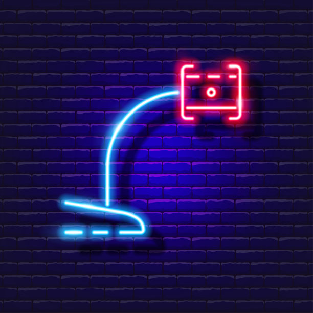 三脚架手机霓虹灯图标。照片和视频的概念。矢量插画设计，网站，装饰，网上商店。图片下载