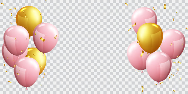 气球粉色金色庆祝框架背景。活动和节日海报。图片下载