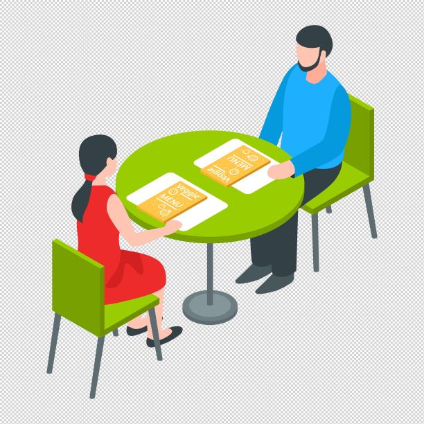 男女用餐点餐图片下载