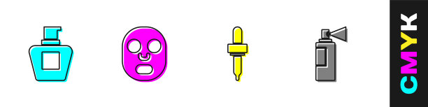 设置霜或乳液化妆管，面膜，移液管和香水图标。向量图片下载