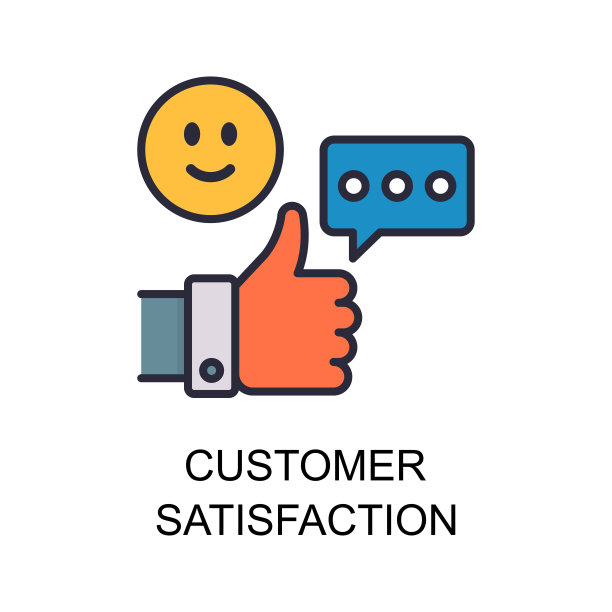 客户满意度矢量填充轮廓图标设计插图。Web和移动应用程序符号在白色背景EPS 10文件图片下载