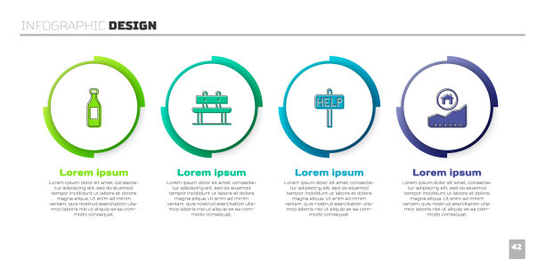 设置瓶装水，长凳，寻求帮助文本和上涨的成本住房。业务信息模板。向量图片下载