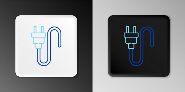 线电气插头图标孤立在灰色背景。电力连接和断开的概念。色彩斑斓的轮廓的概念。向量图片下载