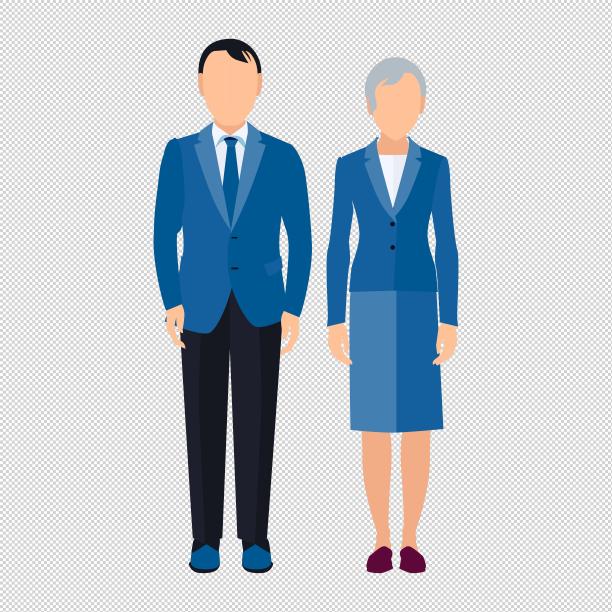 蓝色商务男女职业装图片下载