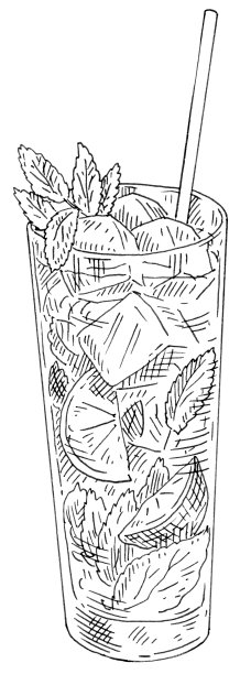 莫吉托鸡尾酒加柠檬和薄荷在高球杯中。的雕刻图片下载