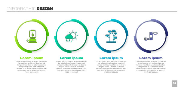 设置野营灯，雨云，非洲树和瑞士军刀。业务信息模板。向量图片下载