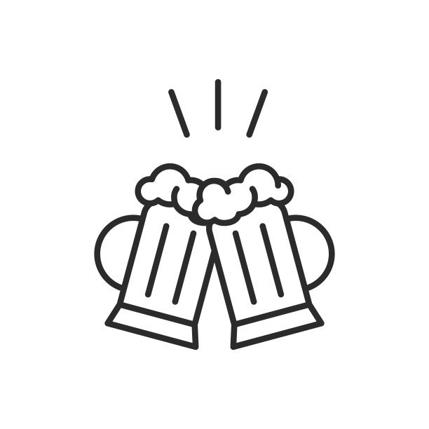欢呼声图标。碰了碰两个白色背景的啤酒杯。酒吧,bar-related图标。矢量图图片下载