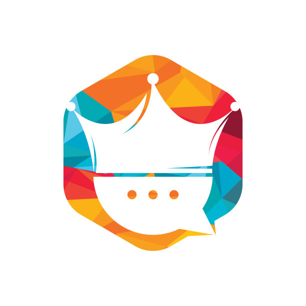 国王聊天矢量标志设计模板。与皇冠图标设计聊天。图片下载