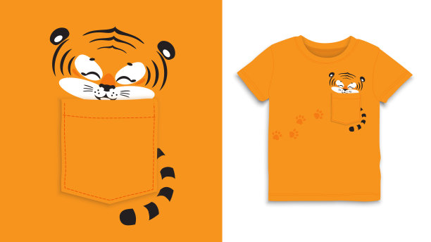 口袋里的老虎设计为儿童t恤图片下载