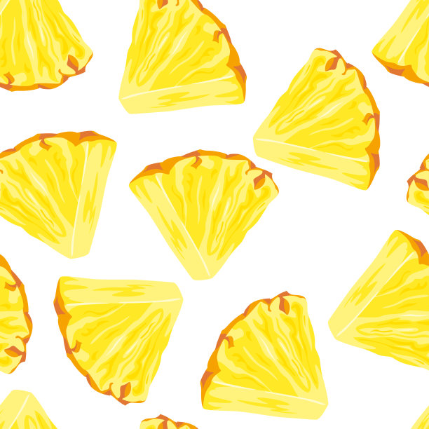 菠萝片无缝图案。矢量插图的甜热带水果。卡通平的风格。甜食的背景。图片下载