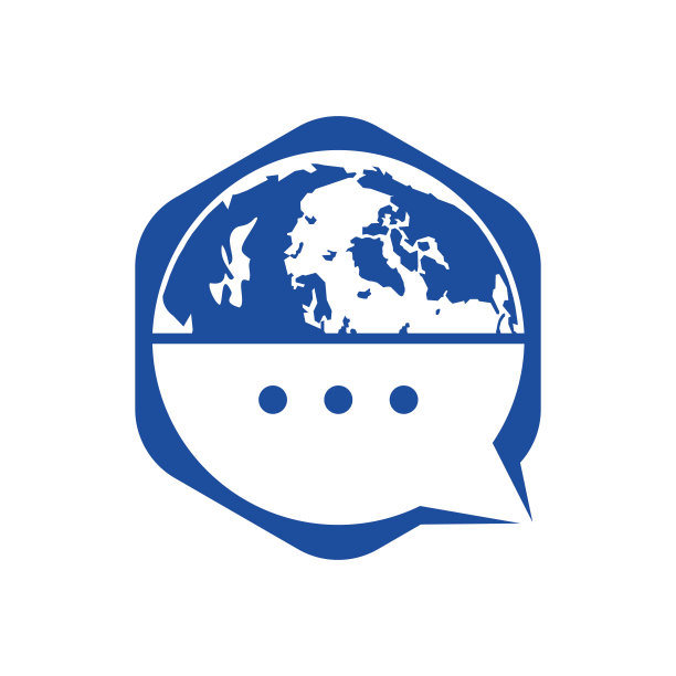 世界聊天矢量标志设计。全球标志与气泡谈话图标。图片下载