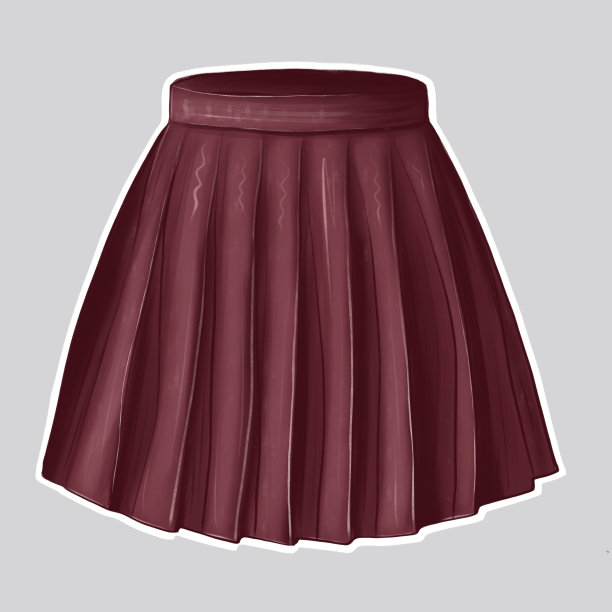 贴纸与一个白色的边缘与时尚的勃艮第妇女裙子图片下载