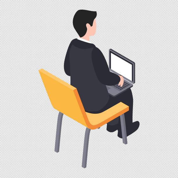 男人椅子电脑办公图片下载