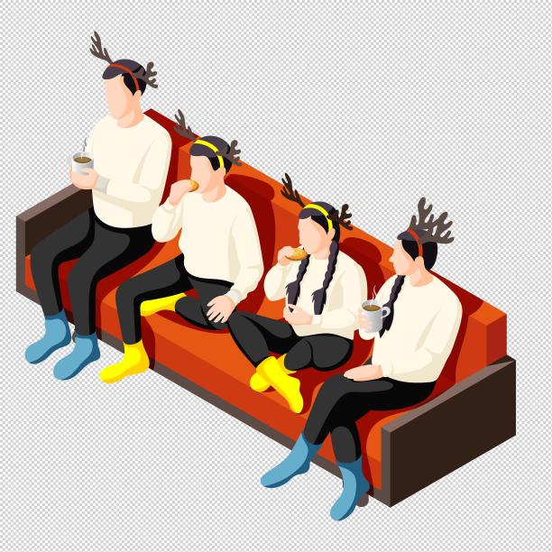 一家人沙发圣诞节图片下载