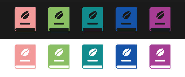 设置咖啡书图标孤立的黑白背景。向量图片下载